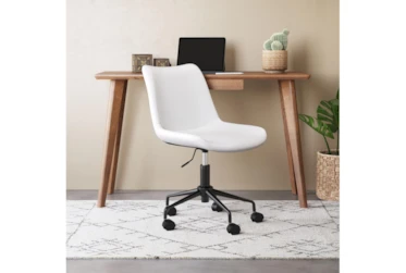 White Faux Leather Bucket Seat Desk Chair