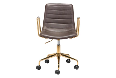 Gold And Brown Channeled Faux Leather Desk Chair