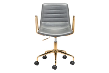 Gold And Grey Channeled Faux Leather Desk Chair