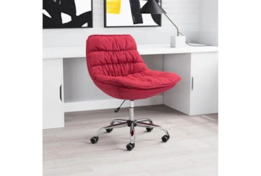 Red Plush Velvet Desk Chair