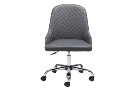 Grey Quilted Back Curved Desk Chair