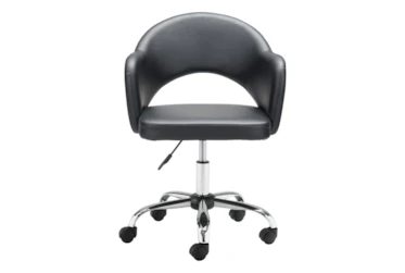 Black Faux Leather Curved Keyhole Desk Chair