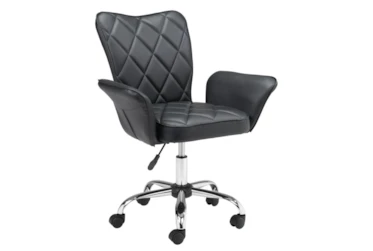 Black Quilted Flare Arm Desk Chair