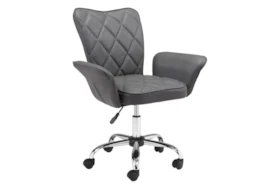 Gray Quilted Flare Arm Desk Chair