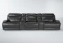 Vance Grey Leather 143" 5 Piece Zero Gravity Reclining Modular Home Theater Sectional with Power Headrest, USB & Lumbar - Signature