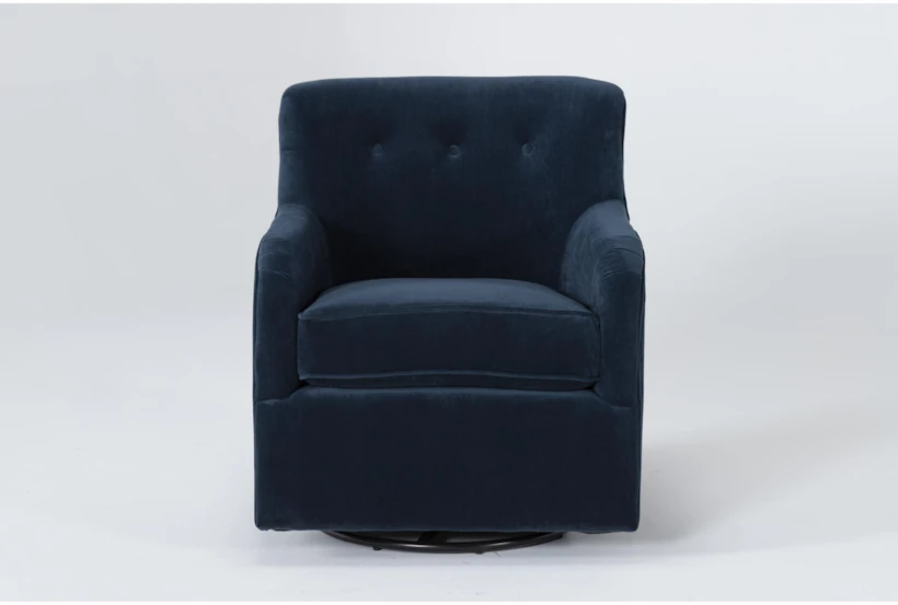 Katrina Velvet Blue Swivel Glider Arm Chair - 360