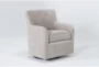 Katrina Velvet Dove Swivel Glider Arm Chair - Side