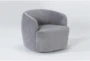 Abby Grey Velvet Swivel Barrel Arm Chair - Side