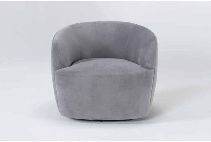 Abby Grey Velvet Swivel Barrel Arm Chair - 360