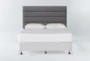 Britte Grey Queen Upholstered Headboard With Metal Bed Frame - Signature