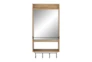 Wood Wall Mirror With Shelf And Metal Hooks - Signature