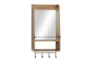 Wood Wall Mirror With Shelf And Metal Hooks - Side