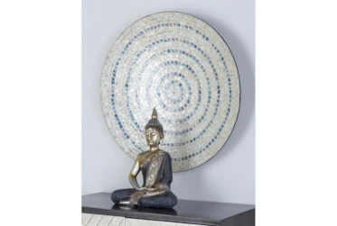 Round Blue And Beige Shell Wall Decor