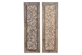 Wood Framed Seagrass Wall Panel-Set Of 2