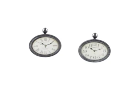 Cream Oval Wall Clock-Set Of 2