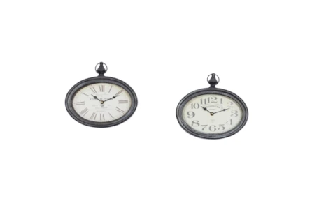 Cream Oval Wall Clock-Set Of 2 - Main