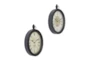 Vintage Black Oval Metal Wall Clock-Set Of 2 - Material
