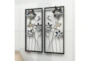 Framed Black And Gold Metal Flower Wall Decor-Set Of 2 - Room