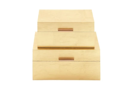 Rectangular Gold Leaf Wood Boxes-Set Of 2 - Main