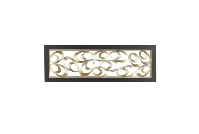 Gold Metal Eliptical Wood Framed Wall Panel - 360