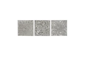 Grey Metal Textured Floral Wall Decor-Set Of 3