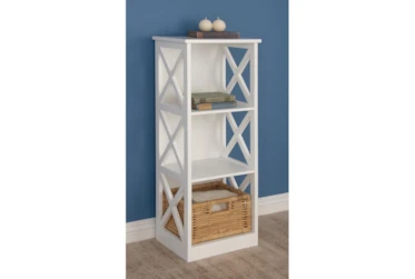 40 Inch White X-Sided Wood Bookcase