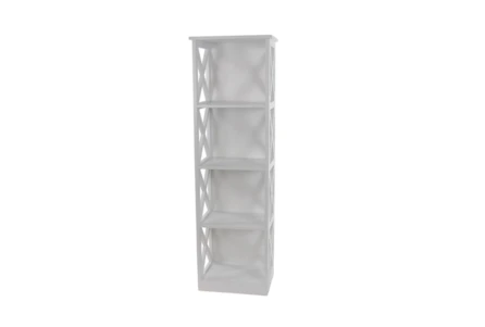 51 Inch White X Sided Wood Bookcase, 4 Ft Tall White Bookcase
