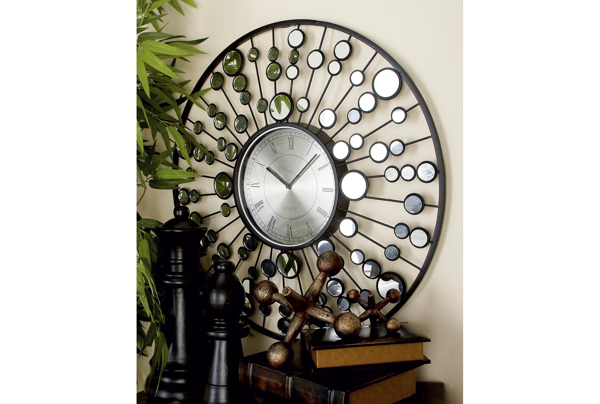 Mirrored Wall Clock ø 60 cm Silver COMPORTA - Beliani.pl