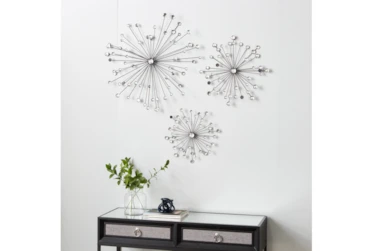 Silver Starburst With Crystals 3D Wall Decor-Set Of 3