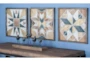 Framed Brown Wood Quilt Patterned Wall Decor-Set Of 3 - Room