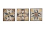 Framed Brown Wood Quilt Patterned Wall Decor-Set Of 3 - Material