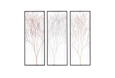 Silver,Gold And Bronze Metal Tree Wall Panel-Set Of 3