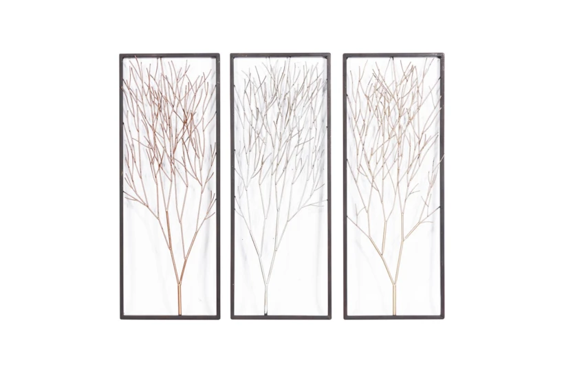 Silver,Gold And Bronze Metal Tree Wall Panel-Set Of 3 - 360