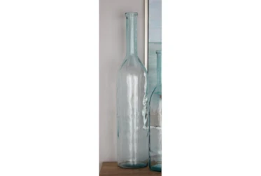 40 Inch Slim Blue Glass Bottle Vase
