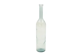 40 Inch Slim Blue Glass Bottle Vase