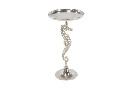 29" Silver Aluminum Seahorse Accent Table