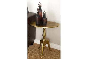 Round Gold Pedestal Accent Table