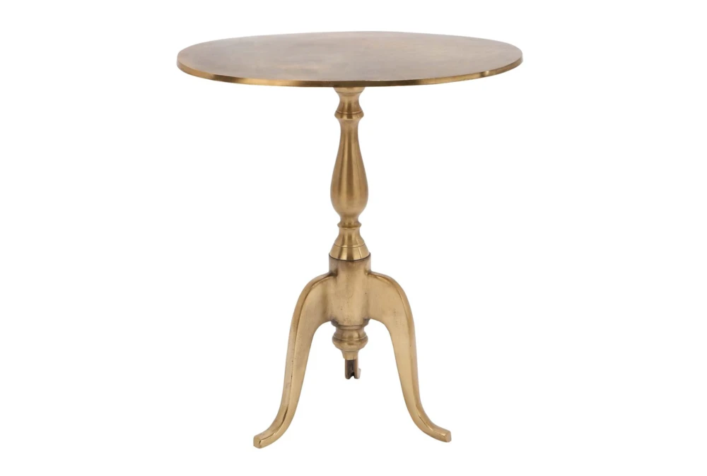 21" Round Gold Pedestal Accent Table