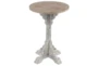 15" Round Wood Two Tone Carved Pedestal Accent Table - Signature