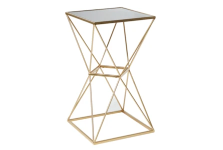 28" Gold And Glass Faceted Accent Side Table
