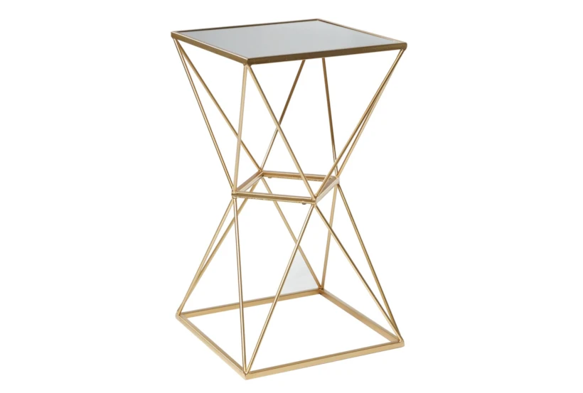 28" Gold And Glass Faceted Accent Side Table - 360