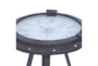 19 Inch Iron And Glass Compass Accent Table - Detail