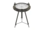 19 Inch Iron And Glass Compass Accent Table - Material