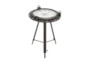 19 Inch Iron And Glass Compass Accent Table - Signature