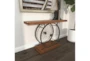 39" Industrial Wood And Black Metal Wheels Console Table - Room