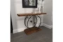 39" Industrial Wood And Black Metal Wheels Console Table - Room