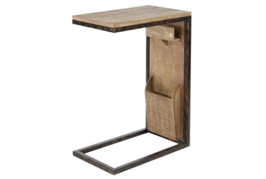 Metal And Wood C-Table With Storage