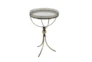 Pierced Gold Metal Accent Table With Mirror Tray - Side