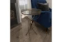 24" Pierced Gold Metal Accent Table With Mirror Tray - Room