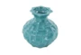 Blue Textured Ceramic Vase-Set Of 3 - Front